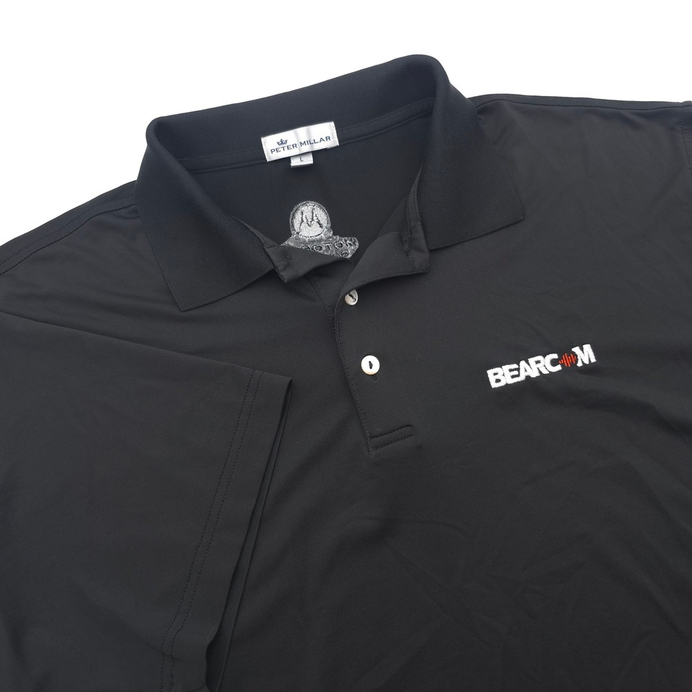 Peter Millar Mens Large Black Performance Polo Shirt Bearcom Motorola Solutions